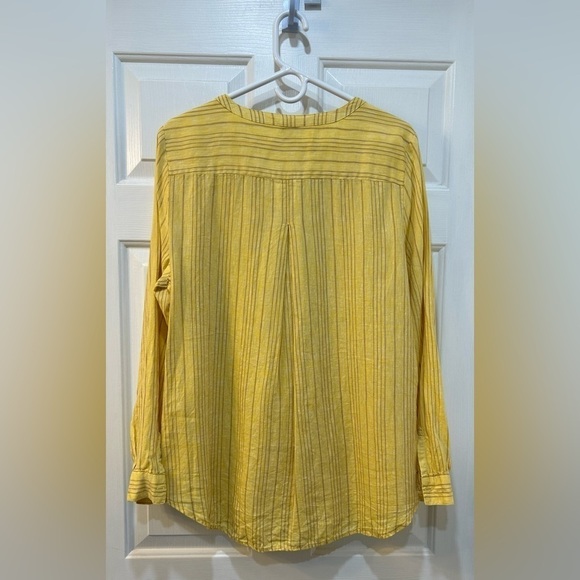 Sundance - Warm Breeze Tunic 100% Linen Pleated Front Warm Yellow Women Size L - Picture 2 of 7